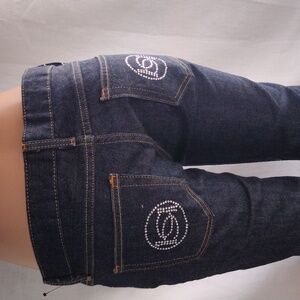 Bebe dark wash midrise rhinestone jeans 30